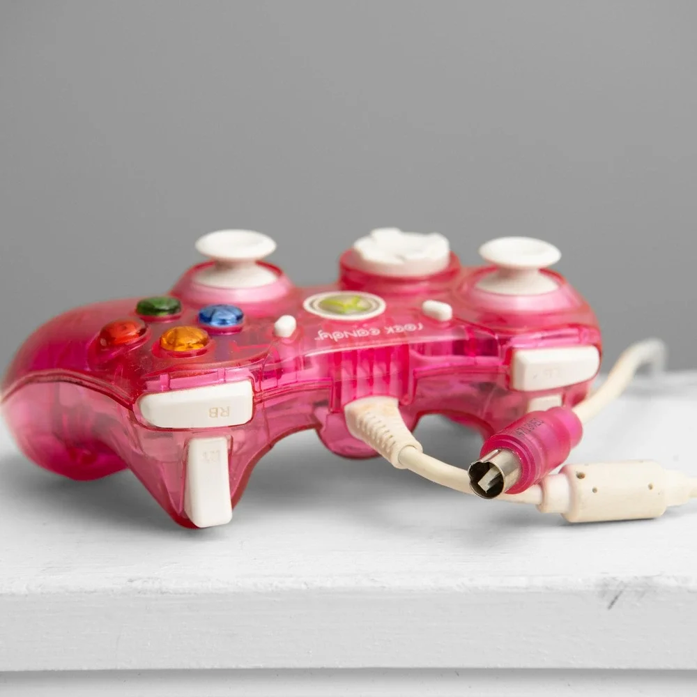Rock Candy Xbox 360 Wired Controller Pink Translucent Y2K Gamer Girl